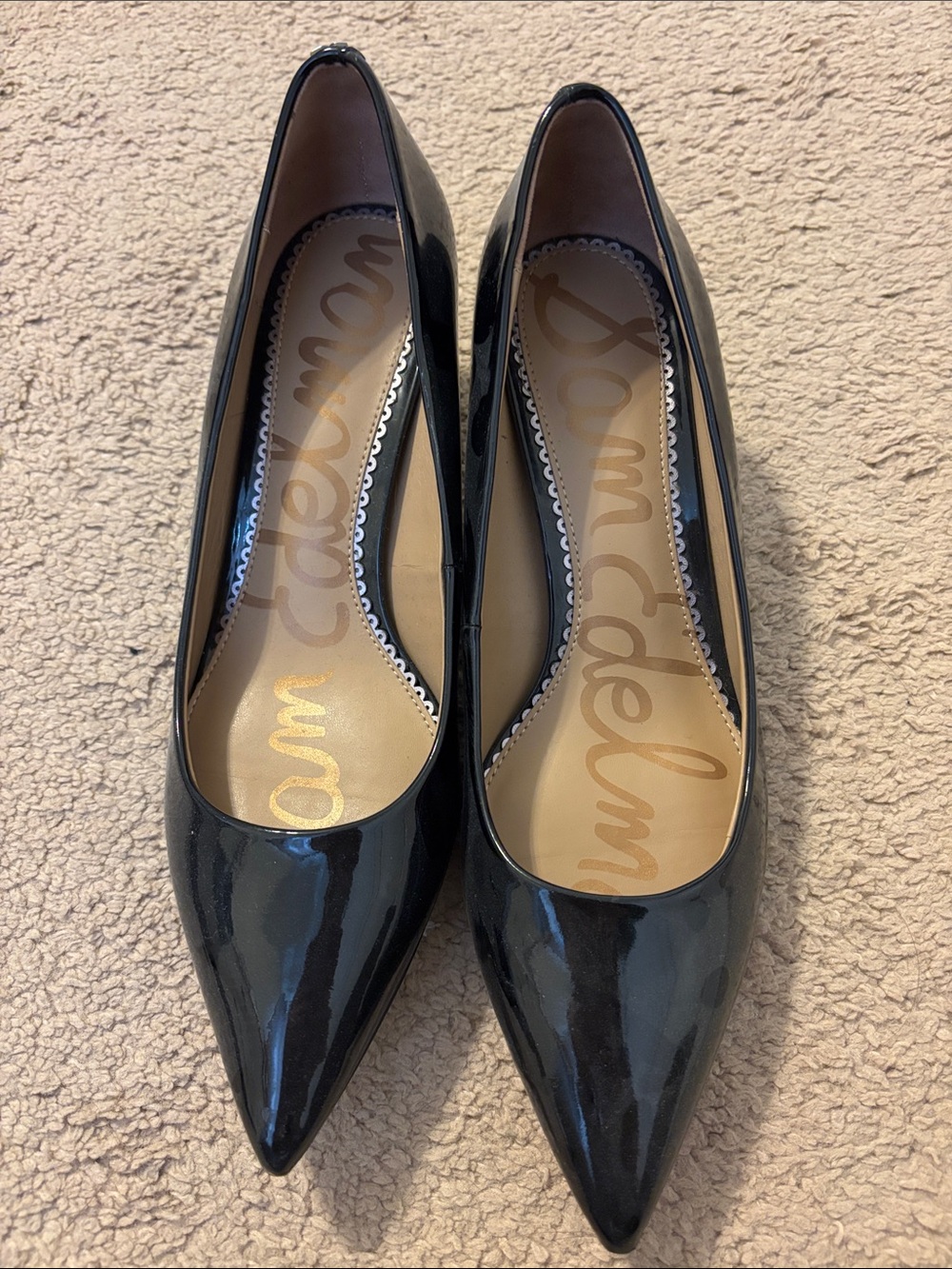 Sam Edelman Black Patent Pointed Pumps